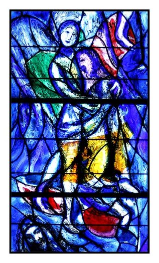 Detail of one of the Chagall windows at Fraumunster, Zurich