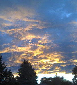 sunset reflected on clouds